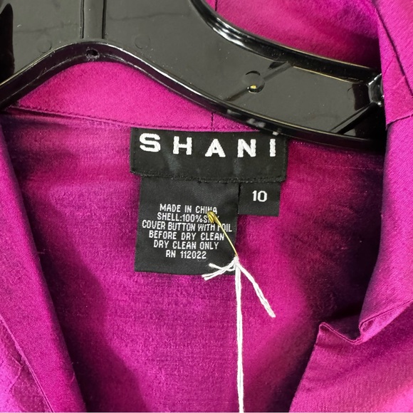 SHANI Stand Collar Silk Shantung Blouse Size 10 NWT - Picture 4 of 10
